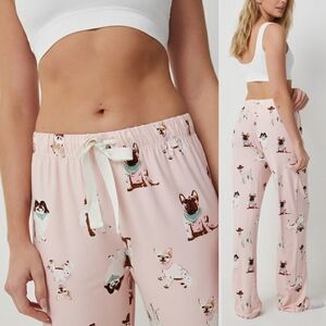 XS Pink Dog Print Pajama Pants Super Soft Straight Leg - Rose + Vine